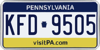 PA license plate KFD9505
