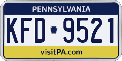 PA license plate KFD9521