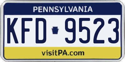 PA license plate KFD9523