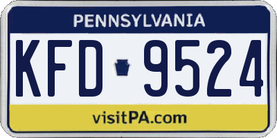 PA license plate KFD9524