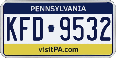 PA license plate KFD9532