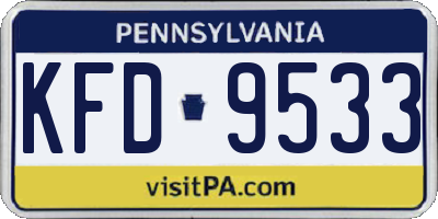PA license plate KFD9533