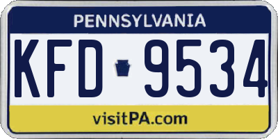 PA license plate KFD9534