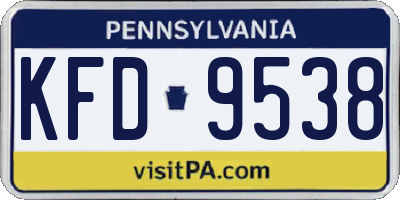 PA license plate KFD9538