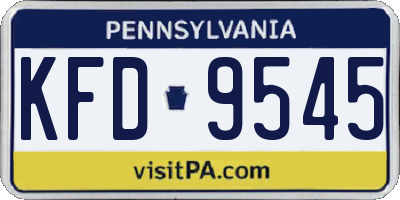 PA license plate KFD9545