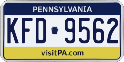 PA license plate KFD9562