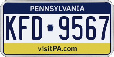 PA license plate KFD9567