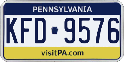 PA license plate KFD9576