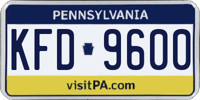 PA license plate KFD9600