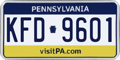 PA license plate KFD9601