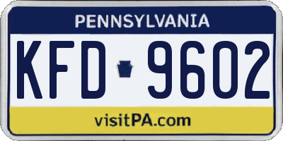 PA license plate KFD9602