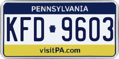 PA license plate KFD9603