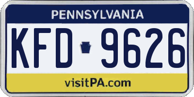 PA license plate KFD9626