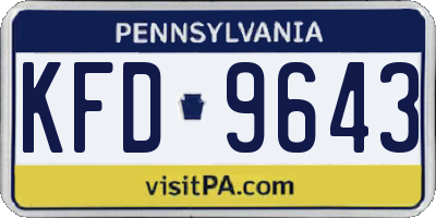 PA license plate KFD9643