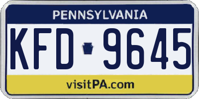 PA license plate KFD9645