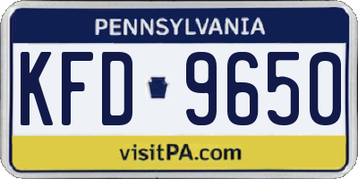 PA license plate KFD9650