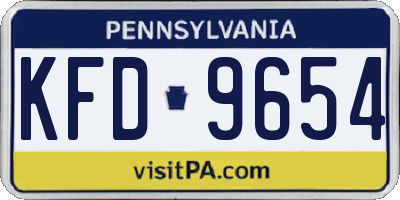 PA license plate KFD9654