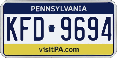 PA license plate KFD9694