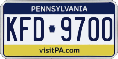 PA license plate KFD9700
