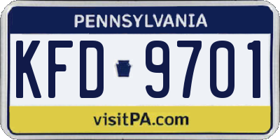 PA license plate KFD9701