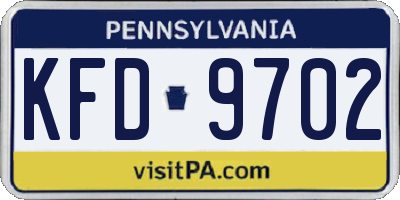 PA license plate KFD9702