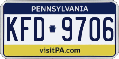 PA license plate KFD9706