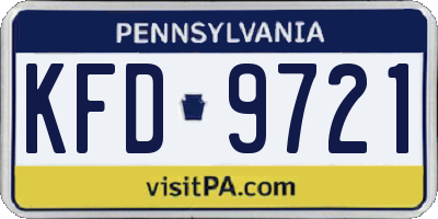 PA license plate KFD9721