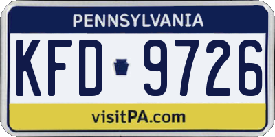 PA license plate KFD9726