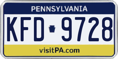PA license plate KFD9728
