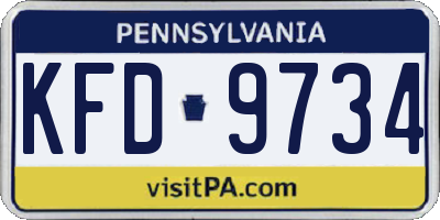 PA license plate KFD9734