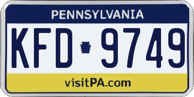 PA license plate KFD9749