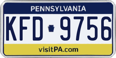 PA license plate KFD9756