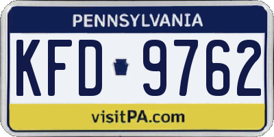 PA license plate KFD9762