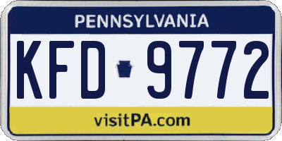 PA license plate KFD9772