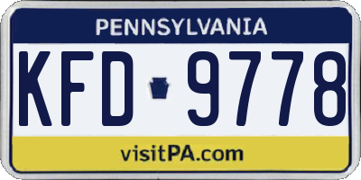 PA license plate KFD9778
