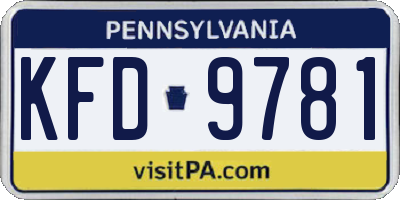 PA license plate KFD9781