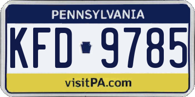 PA license plate KFD9785