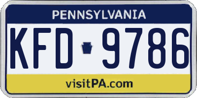 PA license plate KFD9786
