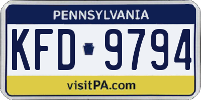 PA license plate KFD9794