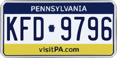 PA license plate KFD9796