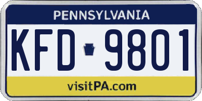 PA license plate KFD9801