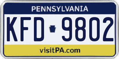 PA license plate KFD9802
