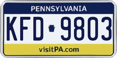 PA license plate KFD9803