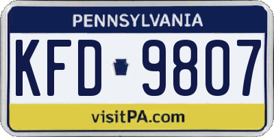 PA license plate KFD9807