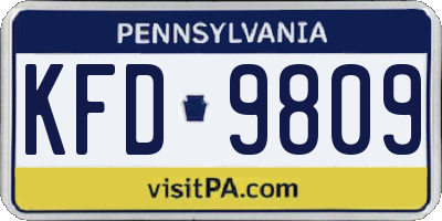 PA license plate KFD9809