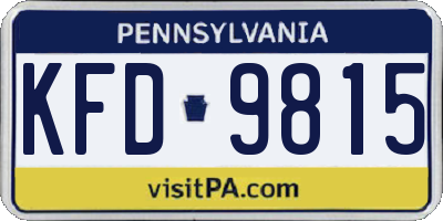 PA license plate KFD9815