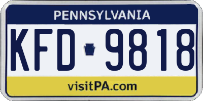 PA license plate KFD9818