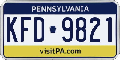 PA license plate KFD9821