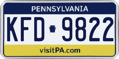 PA license plate KFD9822