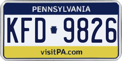 PA license plate KFD9826